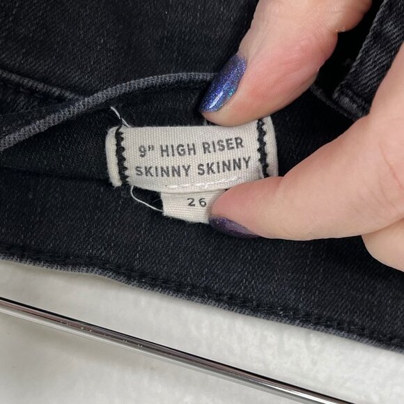 Madewell Womens Black Denim 9" High-Riser Skinny Skinny Jeans Size 26 - Picture 11 of 12
